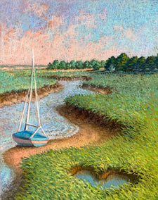 pastel artwork by Jakki Kouffman titled Low Tide on the Bar