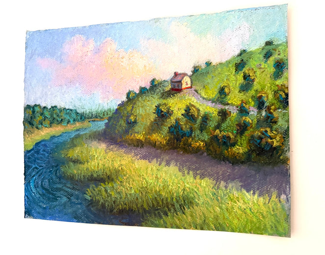 Pamet River, Late Day by Jakki Kouffman |  Side View of Artwork 
