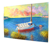 Original art for sale at UGallery.com | Sunrise, Framed by Seagrass by Jakki Kouffman | $625 | pastel artwork | 9' h x 12' w | thumbnail 2