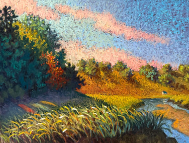 pastel artwork by Jakki Kouffman titled Sunset at Meetinghouse Road Marsh