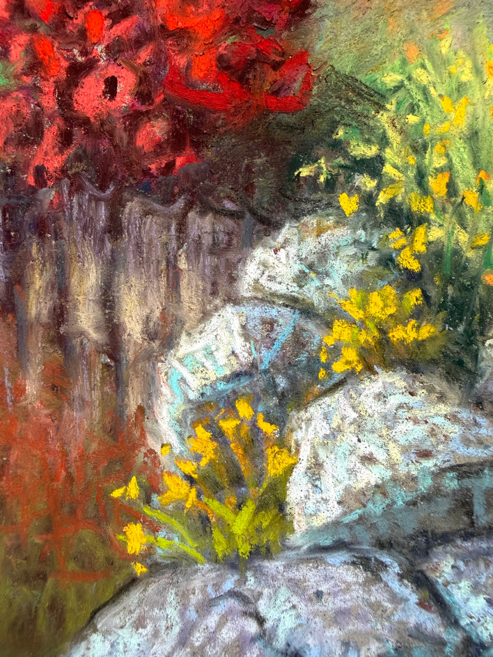 Sunset Garden, Rhododendron Reflection by Jakki Kouffman |  Closeup View of Artwork 