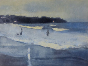 Original art for sale at UGallery.com | Playita Azulita by Jamal Sultan | $750 | oil painting | 14' h x 19' w