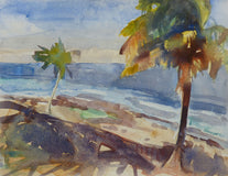 Original art for sale at UGallery.com | Las Palmas de Piñones by Jamal Sultan | $525 | watercolor painting | 11' h x 14' w | thumbnail 1