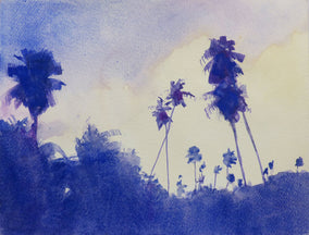 Original art for sale at UGallery.com | Palmas de la Madrugada by Jamal Sultan | $525 | watercolor painting | 11' h x 14' w