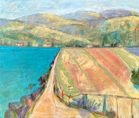 Original art for sale at UGallery.com | Along the Bay by James Hartman | $800 | encaustic artwork | 17.25' h x 20' w
