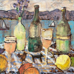 Original art for sale at UGallery.com | Rosé by the Bay by James Hartman | $650 | encaustic artwork | 12' h x 12' w
