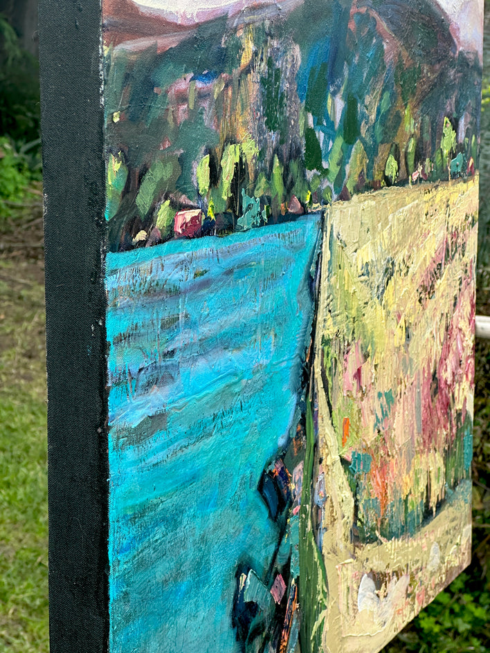 Marina Cyclists by James Hartman |  Side View of Artwork 