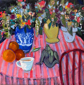 oil painting by James Hartman titled Still Life with Wildflowers