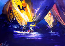 Original art for sale at UGallery.com | Ballooners by James Nyika | $1,175 | watercolor painting | 22' h x 30' w | thumbnail 1