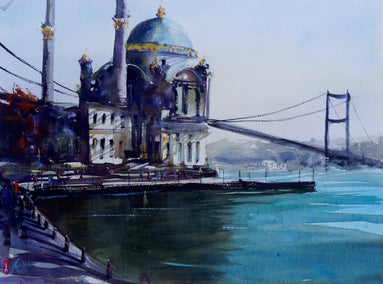 watercolor painting by James Nyika titled Bosphorus