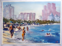 Original art for sale at UGallery.com | Fort Lauderdale Beach, Florida by James Nyika | $975 | watercolor painting | 22' h x 30' w | thumbnail 3