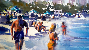 Original art for sale at UGallery.com | Fort Lauderdale Beach, Florida by James Nyika | $975 | watercolor painting | 22' h x 30' w | thumbnail 4