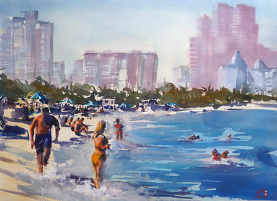 watercolor painting by James Nyika titled Fort Lauderdale Beach, Florida