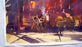 Original art for sale at UGallery.com | Le News Cafe by James Nyika | $975 | watercolor painting | 22' h x 30' w | thumbnail 2