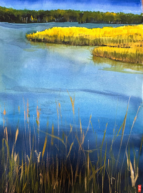 Original art for sale at UGallery.com | Marsh by James Nyika | $1,175 | watercolor painting | 30' h x 22' w