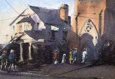 Original art for sale at UGallery.com | Morning Service by James Nyika | $600 | watercolor painting | 15' h x 22' w | thumbnail 4