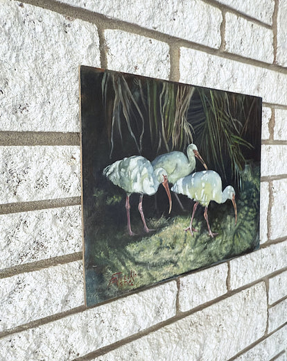 Ibis and Shadows by Jan Fontecchio Perley |  Side View of Artwork 