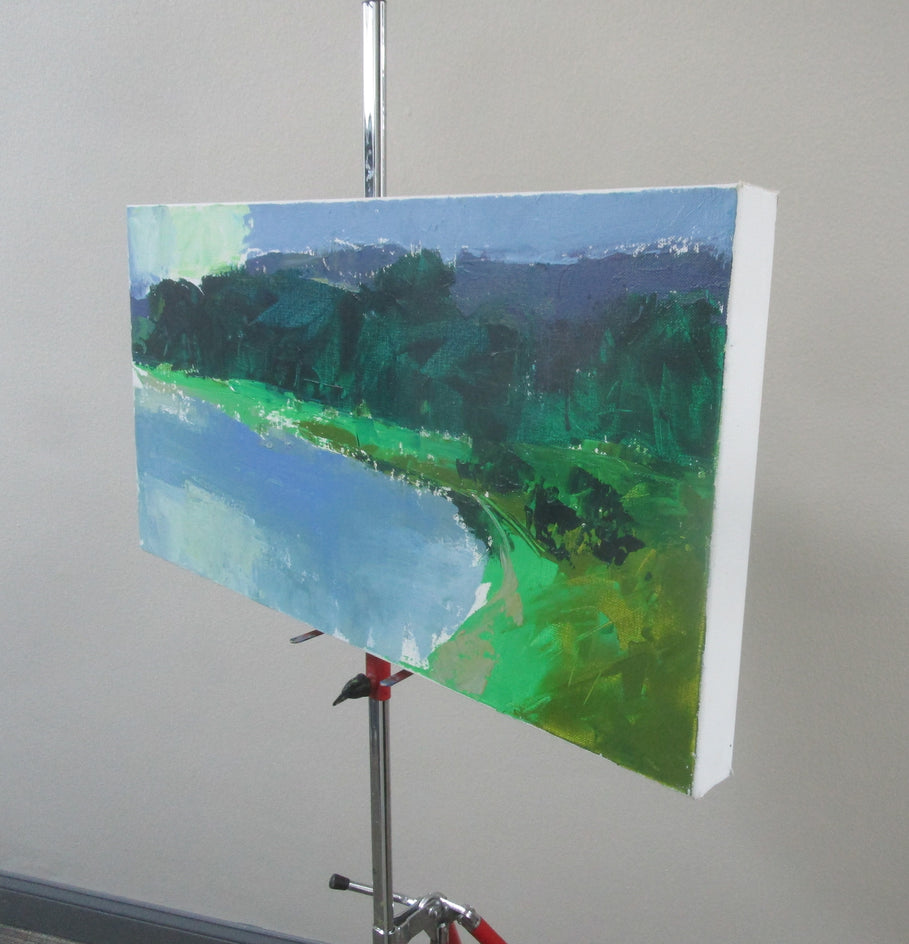 Blue Bay II by Janet Dyer |  Side View of Artwork 
