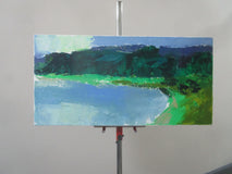 Original art for sale at UGallery.com | Blue Bay II by Janet Dyer | $700 | acrylic painting | 12' h x 24' w | thumbnail 3