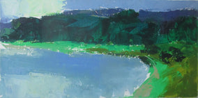 Original art for sale at UGallery.com | Blue Bay II by Janet Dyer | $700 | acrylic painting | 12' h x 24' w