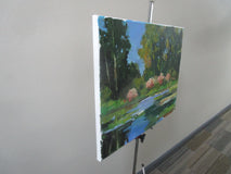 Original art for sale at UGallery.com | Bushes by the Pond by Janet Dyer | $800 | acrylic painting | 16' h x 20' w | thumbnail 2