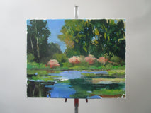 Original art for sale at UGallery.com | Bushes by the Pond by Janet Dyer | $800 | acrylic painting | 16' h x 20' w | thumbnail 3