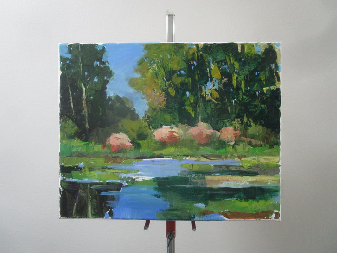Bushes by the Pond by Janet Dyer |  Context View of Artwork 