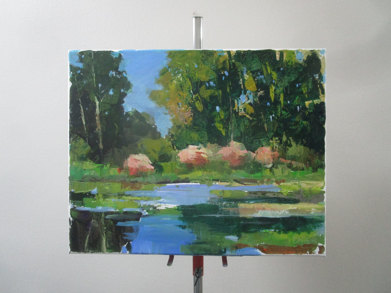 Bushes by the Pond by Janet Dyer |  Context View of Artwork 
