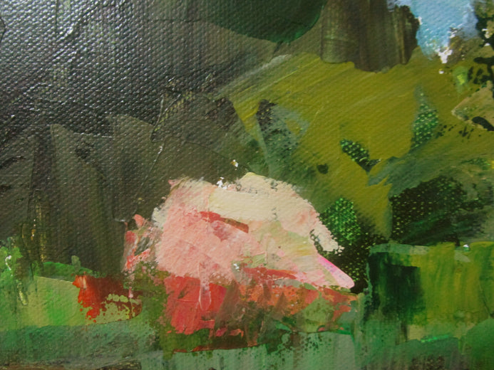 Bushes by the Pond by Janet Dyer |   Closeup View of Artwork 