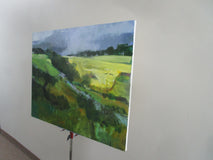 Original art for sale at UGallery.com | Cloudy Sky, Cotswolds by Janet Dyer | $1,625 | acrylic painting | 24' h x 30' w | thumbnail 2