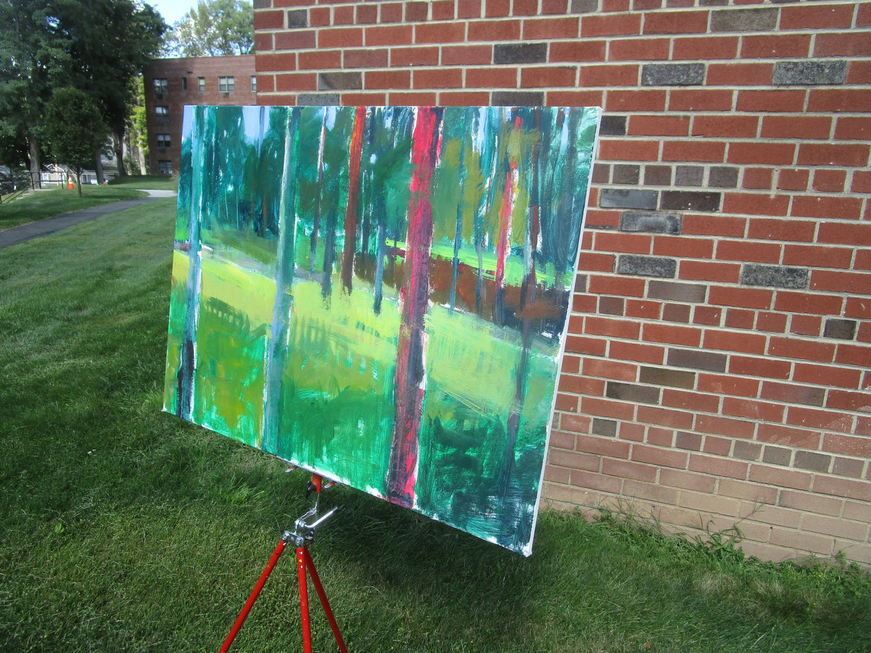 Colorful Woods by Janet Dyer |  Side View of Artwork 