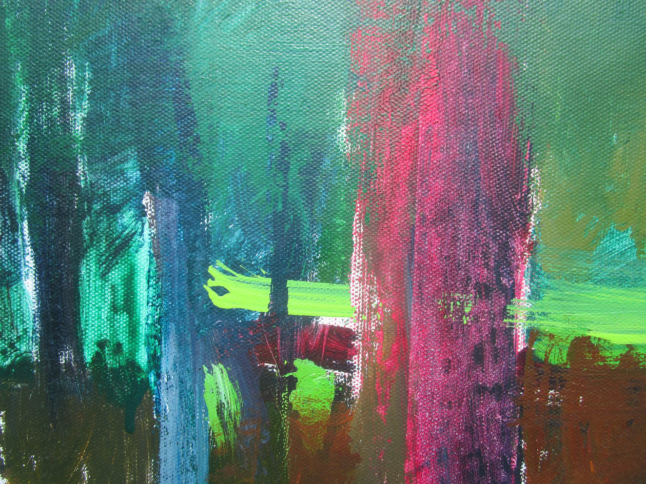 Colorful Woods by Janet Dyer |  Closeup View of Artwork 