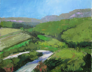 acrylic painting by Janet Dyer titled Curve in the Road