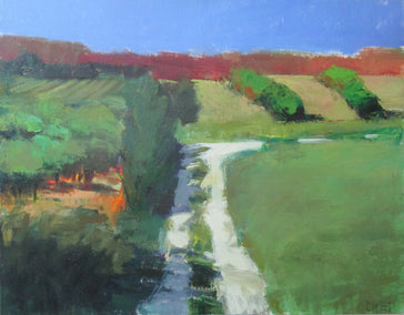 acrylic painting by Janet Dyer titled Downhill Path, Provence