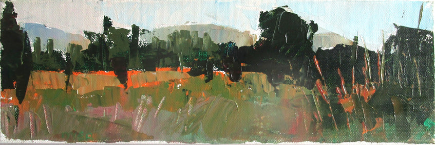 acrylic painting by Janet Dyer titled Field Near Saumane, Provence