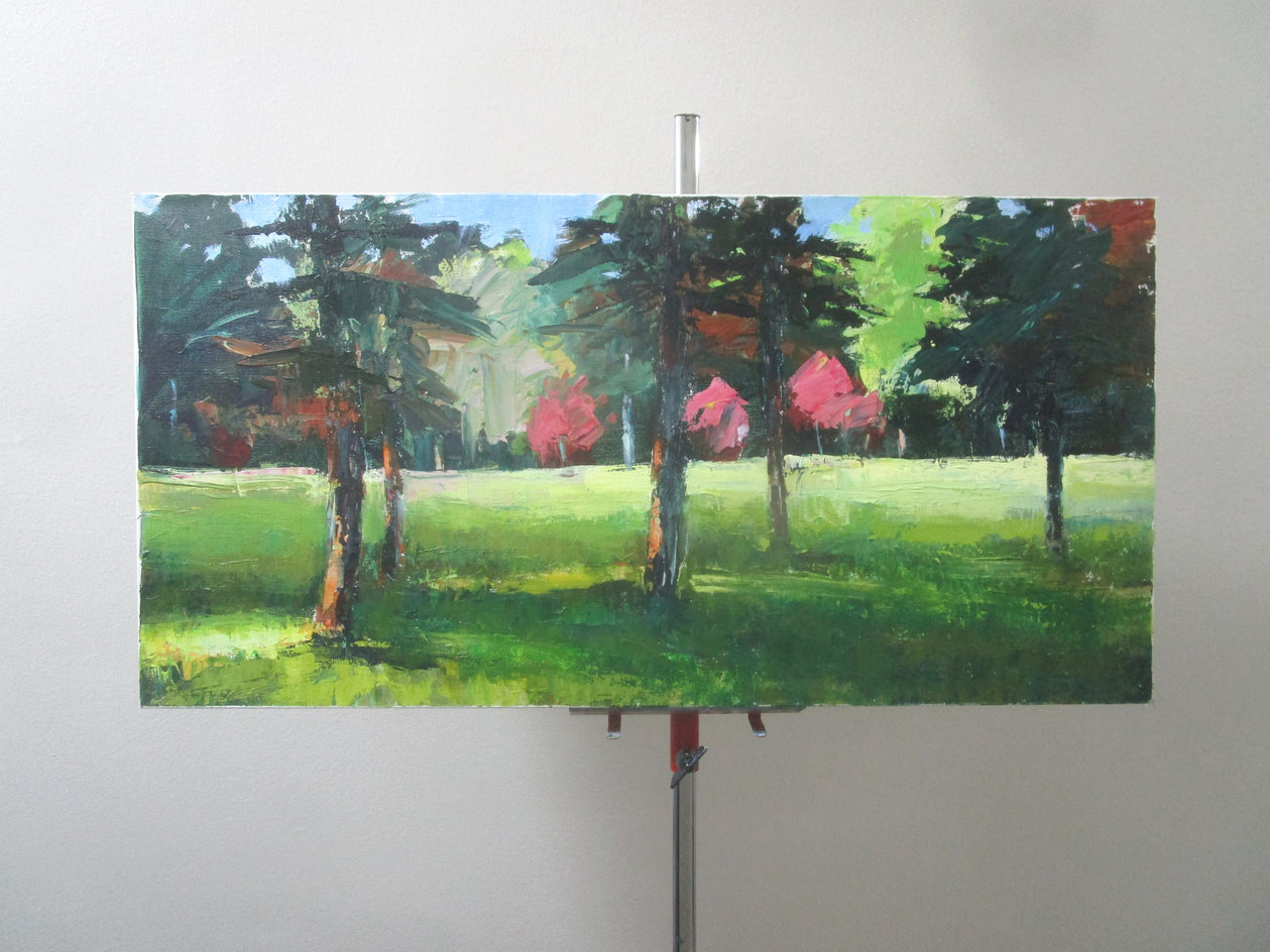 Glade with Red Trees by Janet Dyer |  Context View of Artwork 