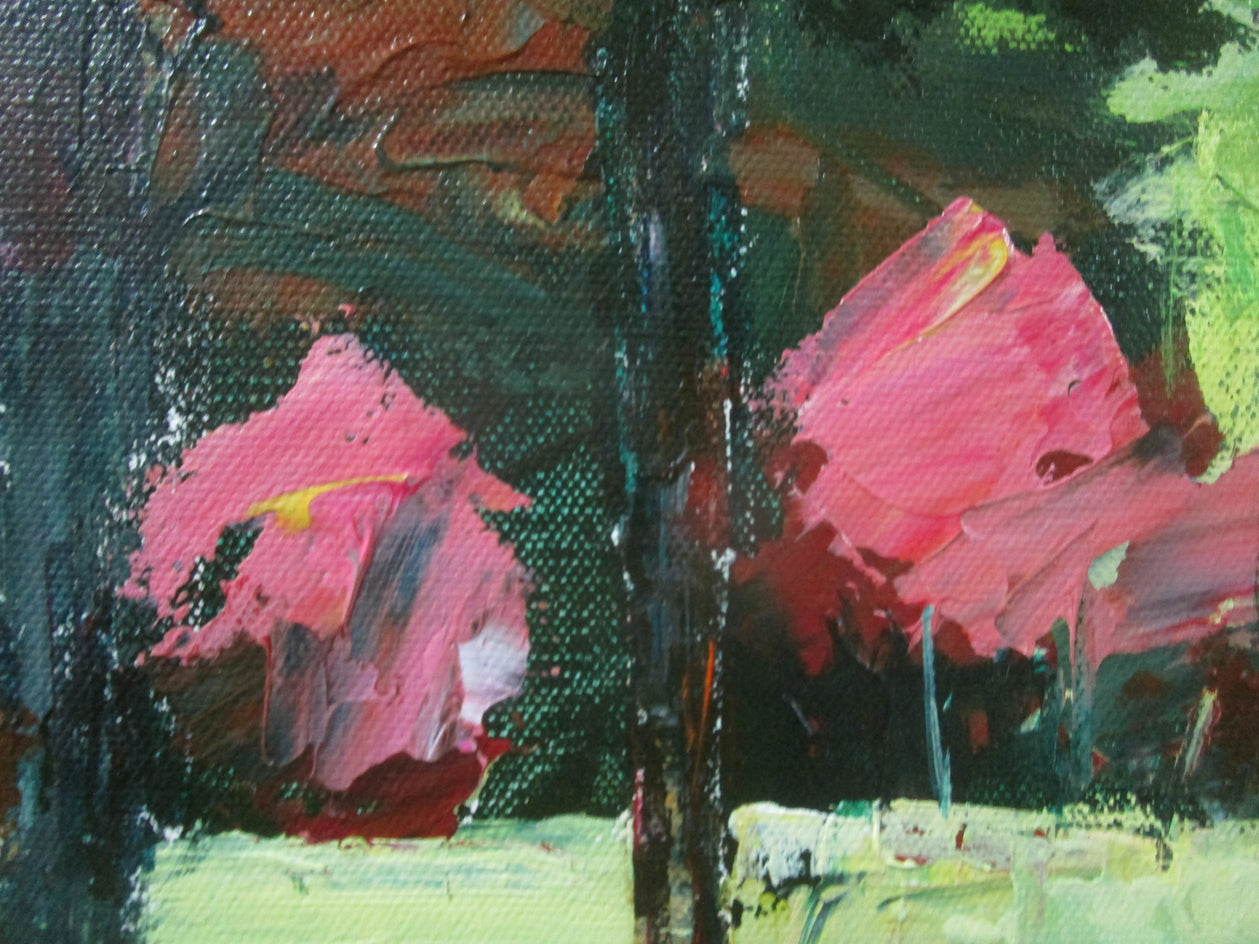 Glade with Red Trees by Janet Dyer |  Closeup View of Artwork 
