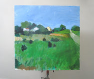 Original art for sale at UGallery.com | Hill Houses by Janet Dyer | $1,325 | acrylic painting | 24' h x 24' w | thumbnail 3