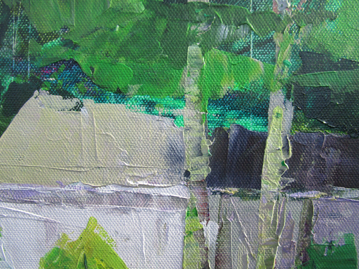 House in Sunlight and Shade by Janet Dyer |  Closeup View of Artwork 