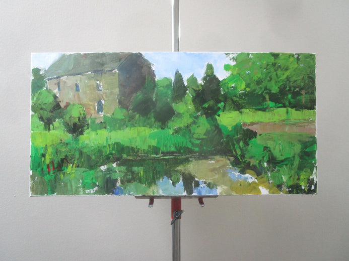 House with Pond, France by Janet Dyer |  Context View of Artwork 