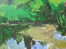 Original art for sale at UGallery.com | House with Pond, France by Janet Dyer | $700 | acrylic painting | 12' h x 24' w | thumbnail 4