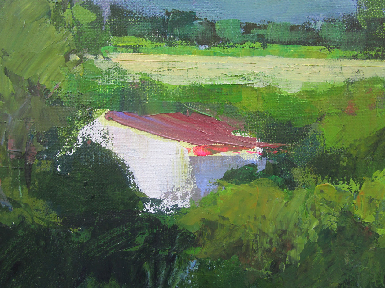 Houses by Field, Provence by Janet Dyer |  Closeup View of Artwork 