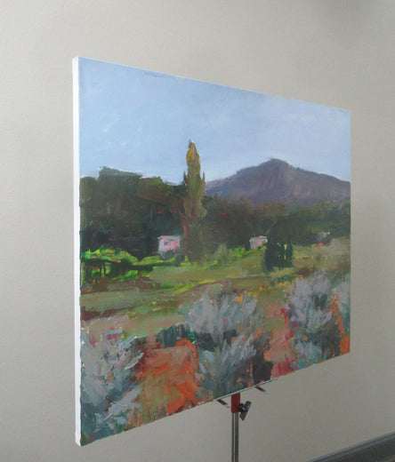 Houses in the Foothills by Janet Dyer |  Side View of Artwork 