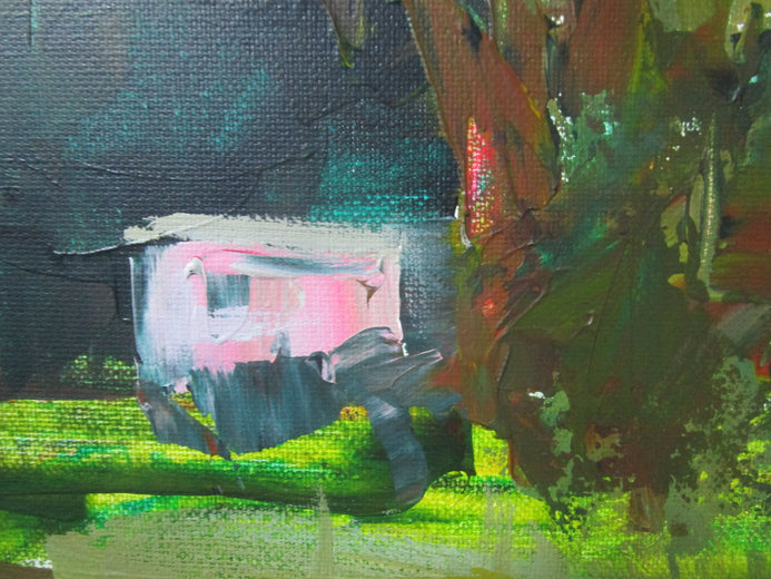 Houses in the Foothills by Janet Dyer |   Closeup View of Artwork 