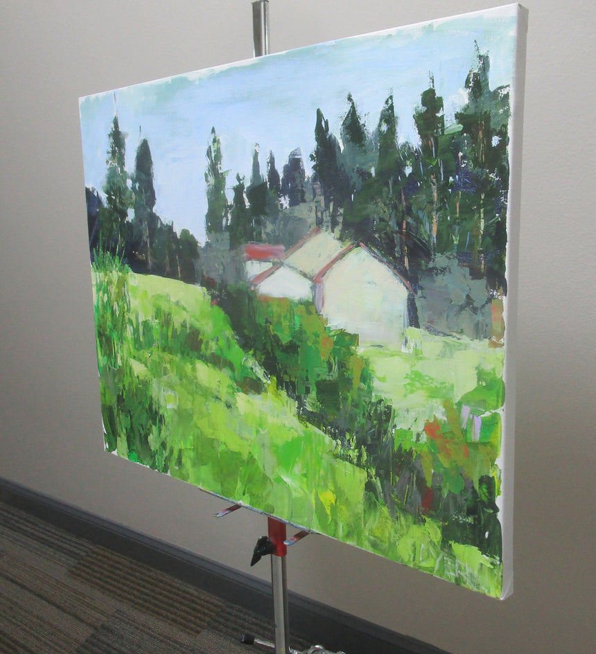 Houses on the Hillside by Janet Dyer |  Side View of Artwork 
