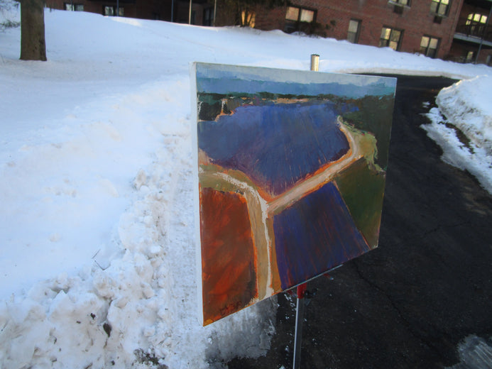 Lavender Fields from Above by Janet Dyer |  Side View of Artwork 