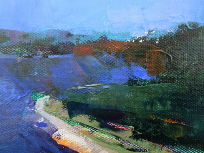 Lavender Fields from Above by Janet Dyer |   Closeup View of Artwork 