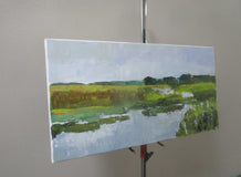 Original art for sale at UGallery.com | Marsh, Gray Day by Janet Dyer | $700 | acrylic painting | 12' h x 24' w | thumbnail 2