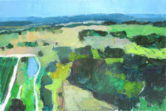 Original art for sale at UGallery.com | Midwestern Lake by Janet Dyer | $2,000 | acrylic painting | 24' h x 36' w | thumbnail 1