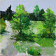 Original art for sale at UGallery.com | Mountain Path II by Janet Dyer | $500 | acrylic painting | 14' h x 14' w | thumbnail 1